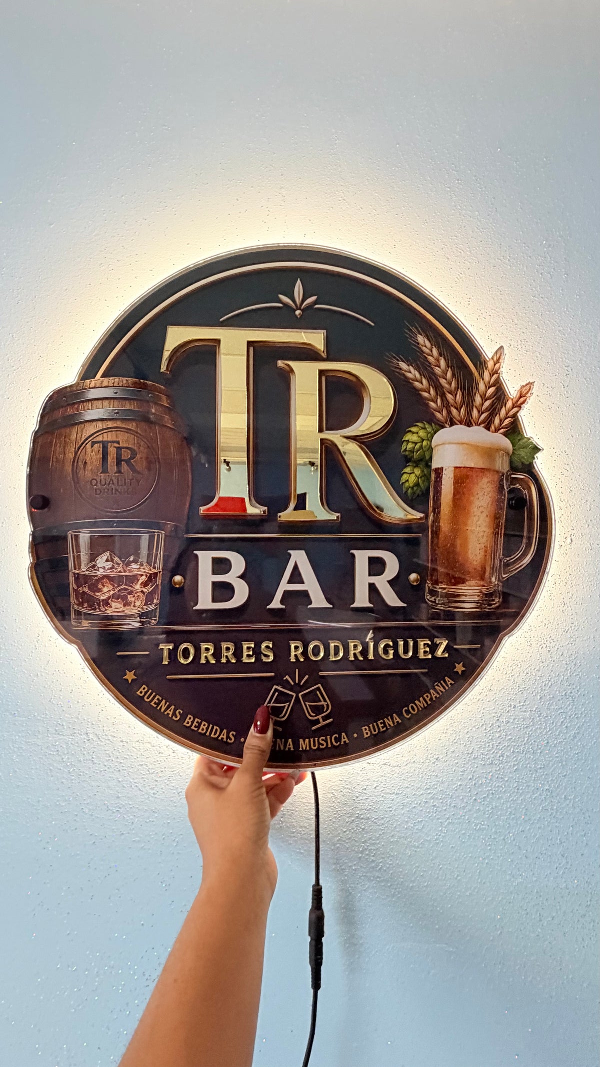 Letrero Redondo Personalizado en Acrílico con Backlight – 20”